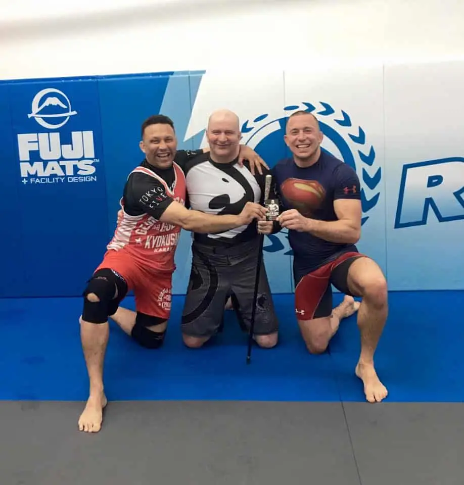 Renzo Gracie, John Danaher, and GSP at Renzo Gracie Academy.